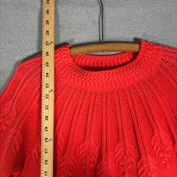NWT‎ Talbots Women's Coral Red Knit Crew Neck Sweater Leaf Pattern Size L $99 - Picture 7 of 13